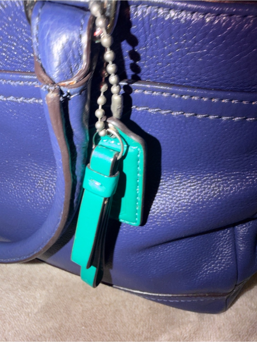 Coach Park Carryall Blue Leather and Emerald lining. - Picture 8 of 13